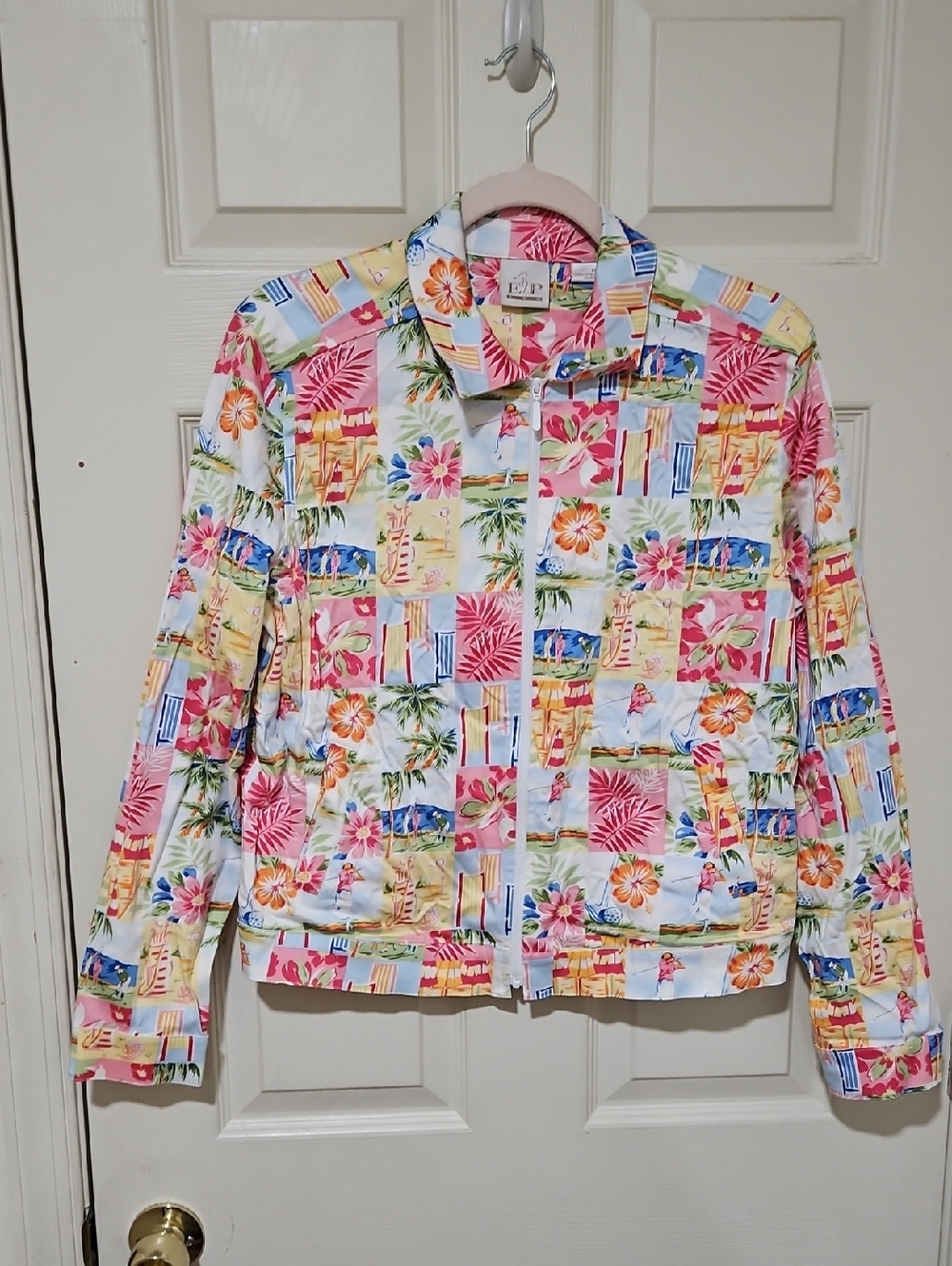 Tropical Golf Print Women's Jacket  Sz S- Multi COLORS EP Pro